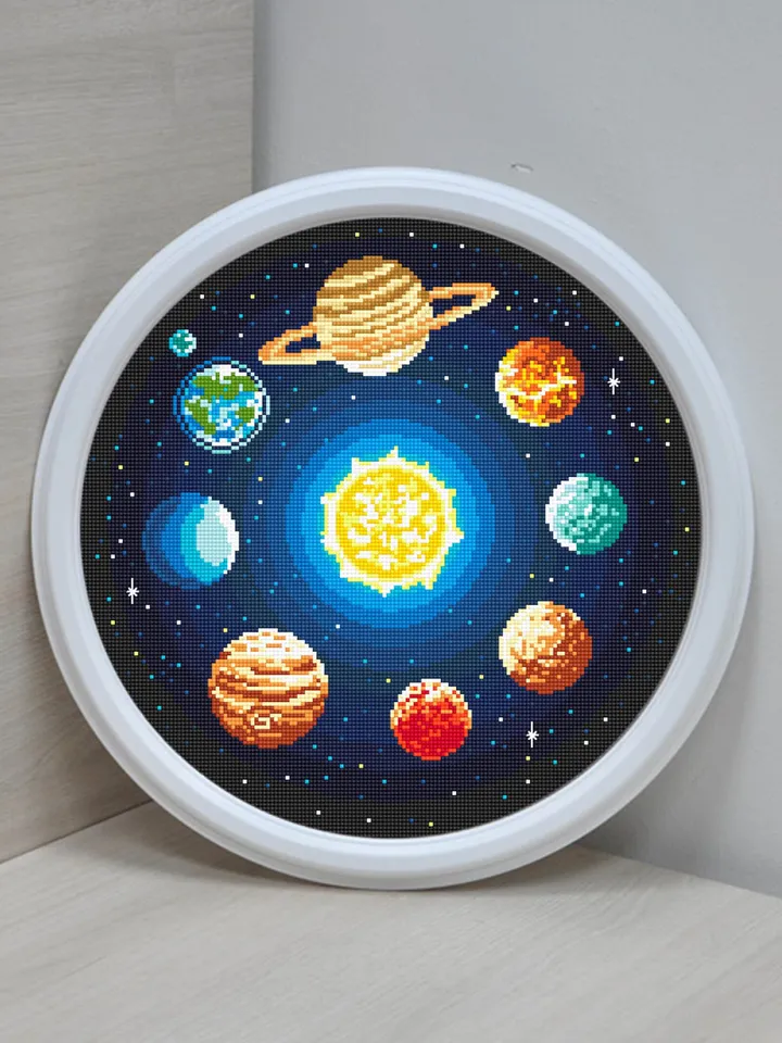 Solar system cross stitch pattern download PDF Planets cross stitch chart, Galaxy pattern PDF, Space cross stitch, Starry night sky #L58