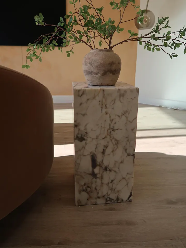 Calacatta Viola Marble Plinth real marble, handmade, freeshipping, fast shipping, end table, cube table, side table