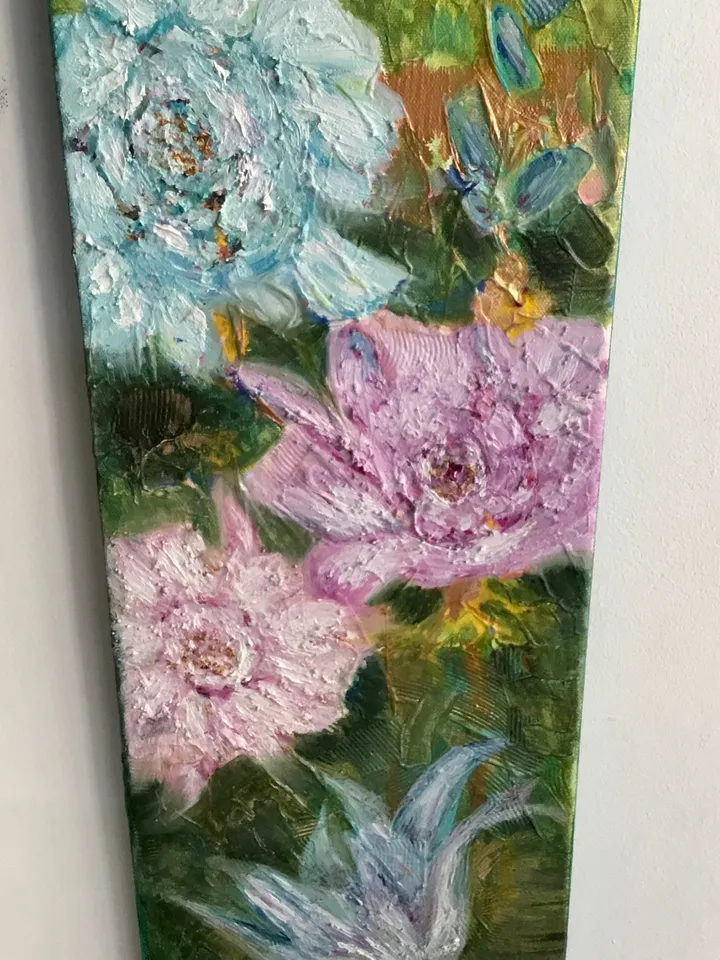 Flowers painting ,Abstract flowers on fantasy background,acrylic mix media painting.