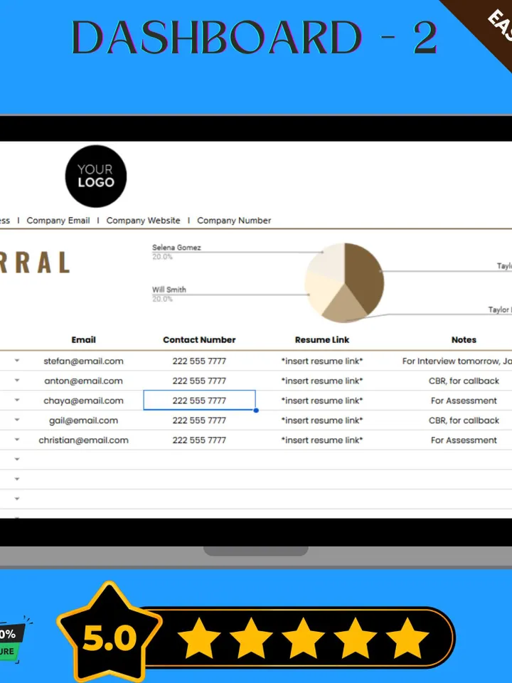 Employee Referral Tracker HR Template, Editable Google Sheets, Employee Referral Bonus Log, Recruitment Tracker