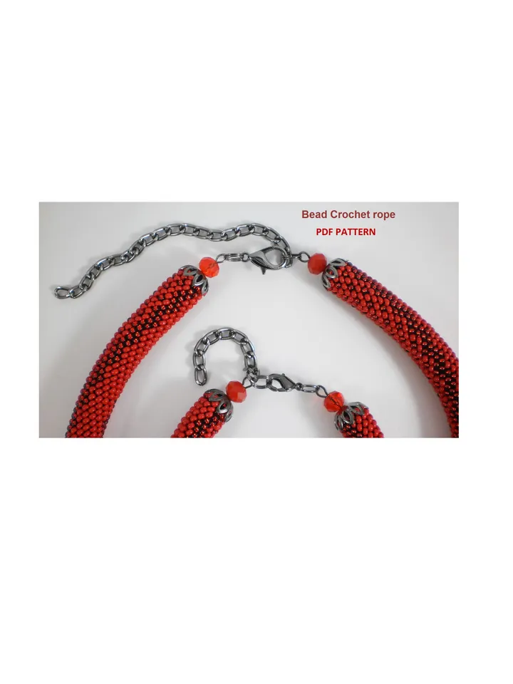 Bead crochet rope pattern for beading necklace and bracelet, DIY, Instant Download, PDF fail