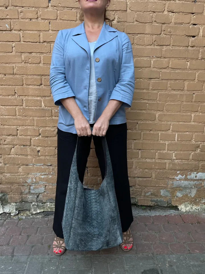 Big Soft Hobo Classy Sport Woman Bag | Purse Genuine Python Skin | Grey Riva Elegant Leather Designer Soft Bag Snake | exotic leather purse