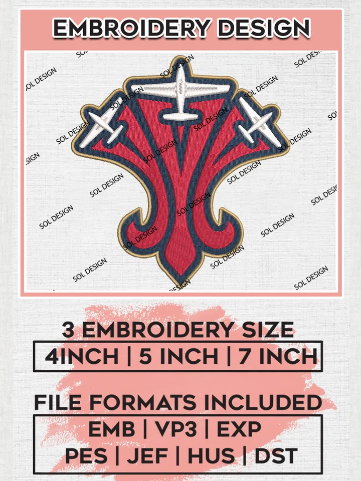 Birmingham Squadron NBA Basketball Team Logo Embroidery Designs, NBA G League Team Embroidery Files, Basketball Machine Embroidery Designs, NBA Squadron Team Logo, Sport Machine Embroidery Design, Digital Download