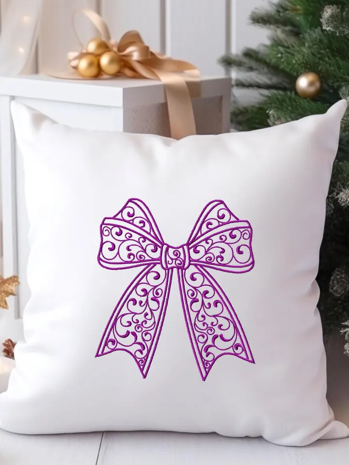 Side bow embroidery design Machine embroidery pattern 4 size Embroidery files coquette bow for sweatshirt, Lace bow embroidery for girl #R40