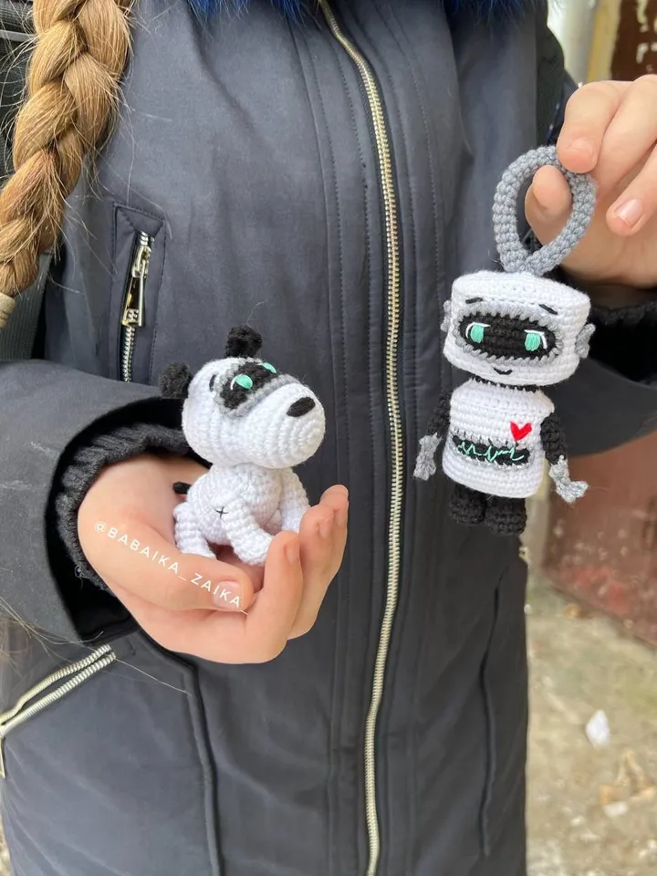 Pdf SET: Crochet Amigurumi Robot Dog Pattern and Amigurumi Robot, Keychain Amigurumi Pattern, crochet pattern, amigurumi tutorial robot doll