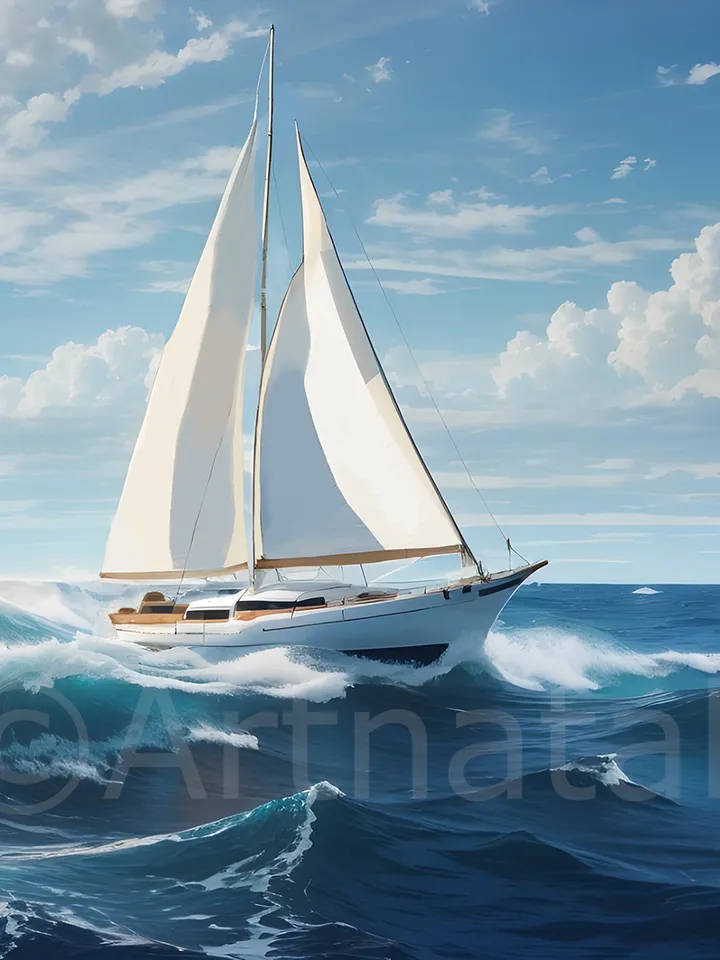 Sailboat wall art, Sailboat digital art, Sailboat poster