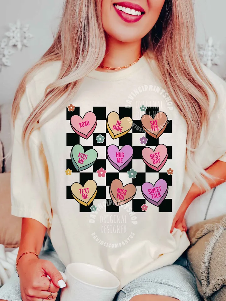 Valentines Conversation Hearts PNG, Valentines Groovy Retro Png, Valentines png, Valentines Sublimation designs, Retro Valentines, png