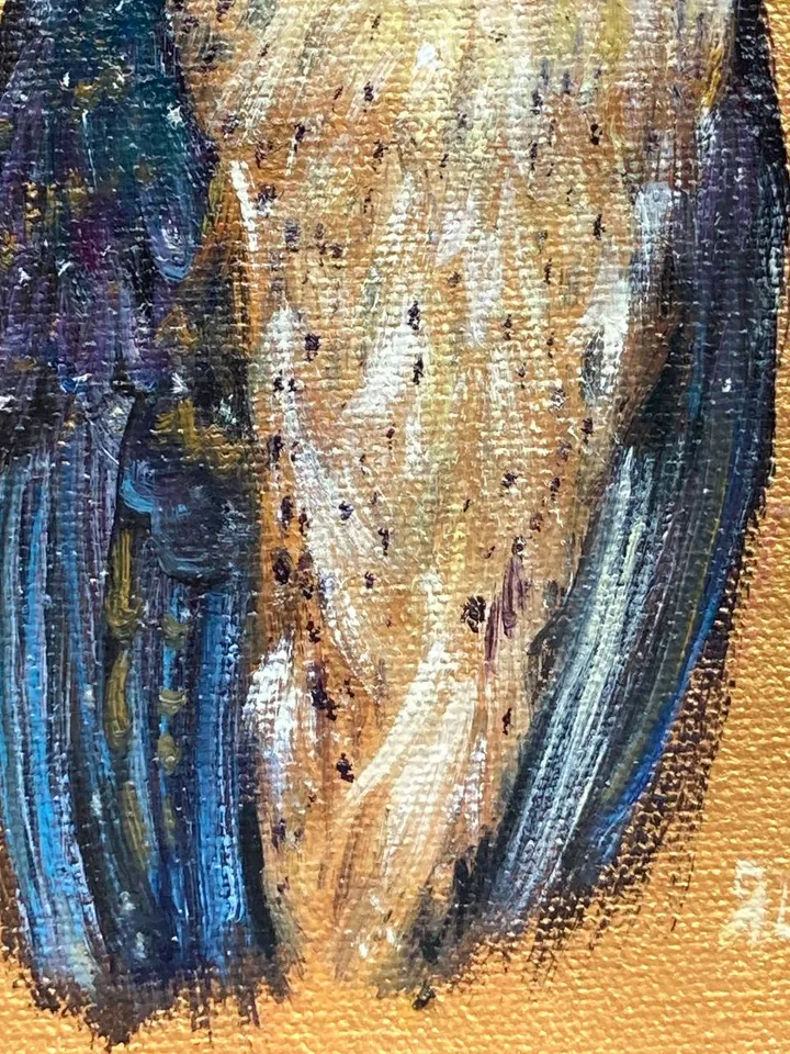 Owl Painting Original Small Bird Oil Painting Barn Owl Art Bird Lovers Gift Owl Wall Decor Owl Illustration 5 x 7 Art