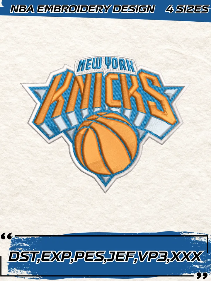 New York Knicks Logos Embroidery Designs,NBA Logo Embroidery Files, Machine Embroidery Design File, 4 Sizes,Digital Download
