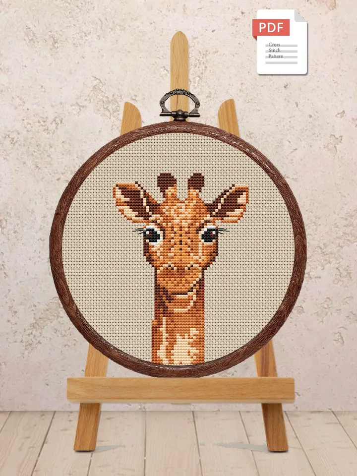 The Giraffe Cross Stitch Pattern, Animal Cross Stitch, Embroidery Giraffe, Savana Cross Stitch Pattern, Modern Cross Stitch Pattern #anm017