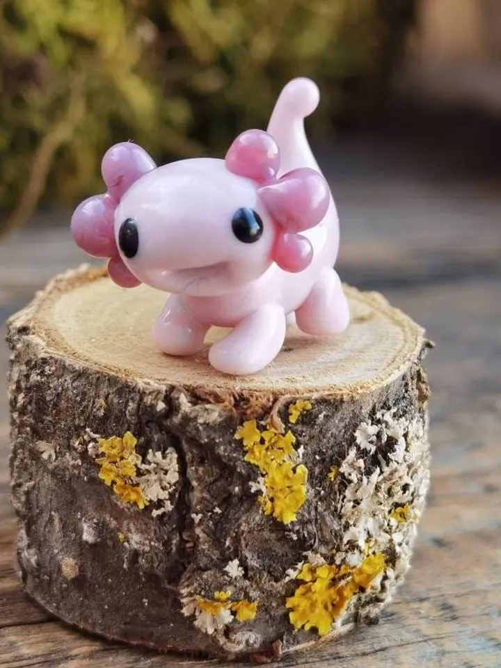 Glass axolotl figurine Tiny axolotl gifts miniature axolotl decor Blown glass art axolotl ornaments Axolotl Aquarium decor Tank Fish