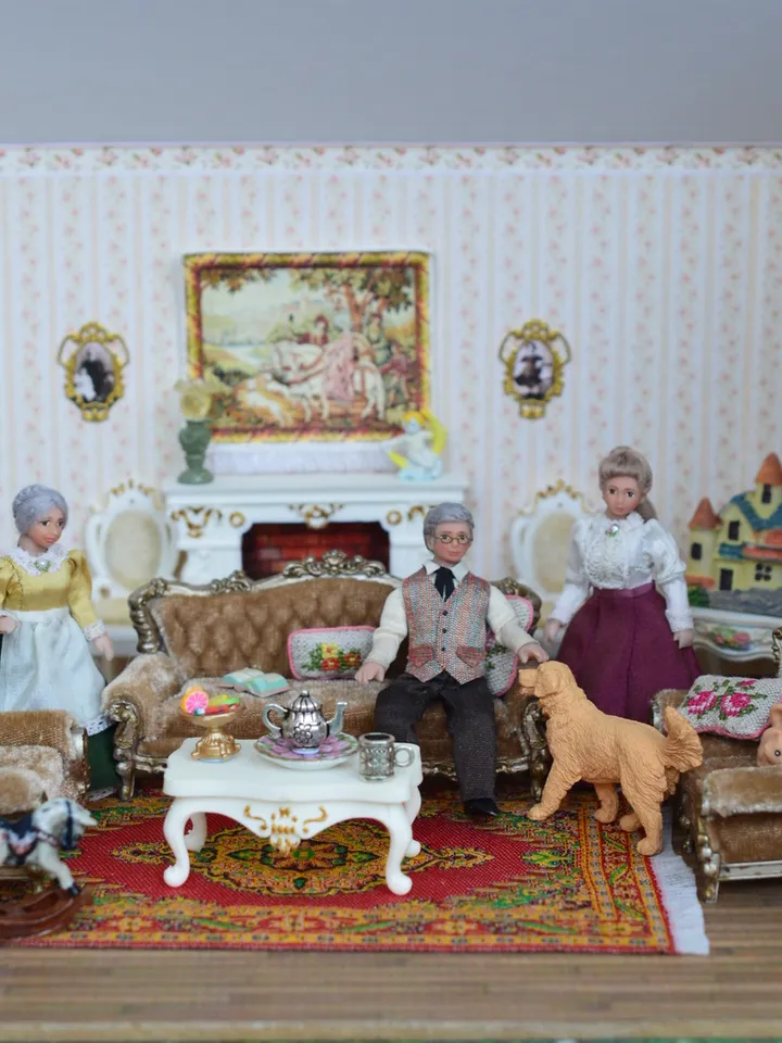 Man doll in 1/24 scale. Miniature doll for a dollhouse.