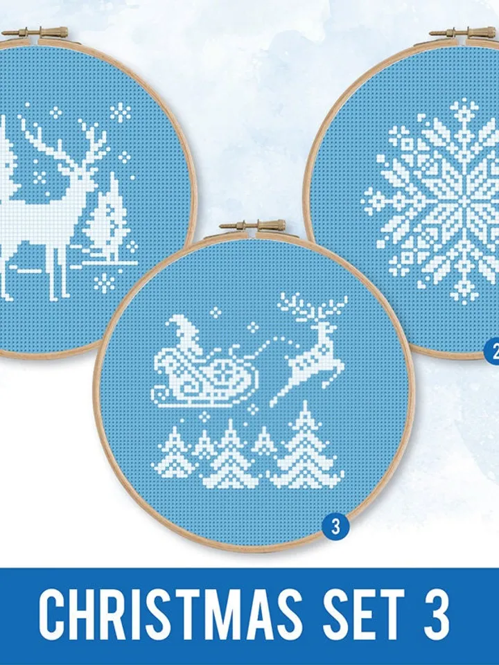 Christmas Bundle Snowflake, Santa Claus, Christmas deer cross stitch pattern, decor, counted, chart, gift DIY, embroidery, instant PDF