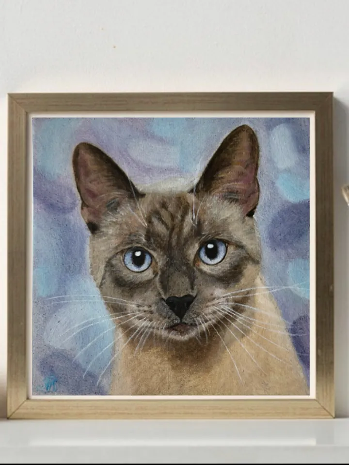 Cat portrait original oil painting on canvas animal art pet portrait hand painted modern painting wall art 8x8 inches