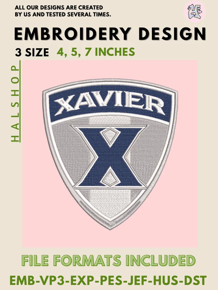 Xavier Musketeers NCAA Logo Embroidery File | College Team Stitch Design | Instant Digital Download