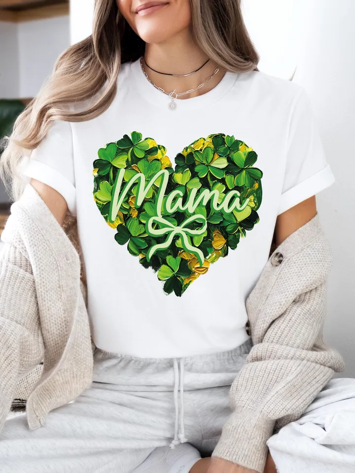 Mama St Patrick's Day PNG, Coquette Brushstroke png, Lucky Mama Png, Shamrock PNG, St Patricks Coquette Png, Lucky Charm Png,Glitter Irish