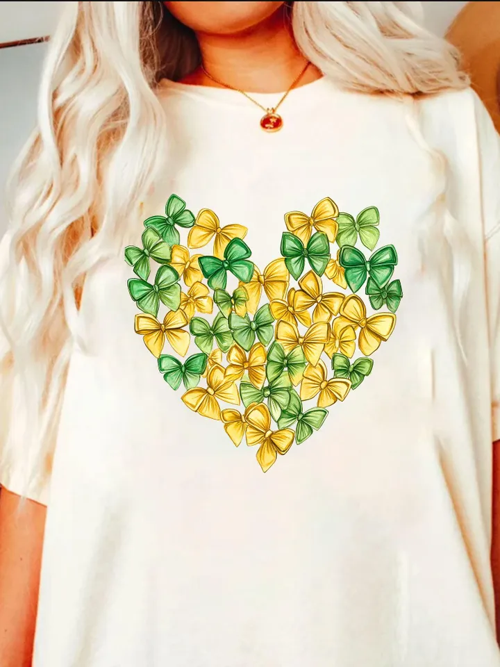 Coquette Patrick’s Heart Bow png, 4 leaf clover png, St Patrick's Day png, Irish png, Shamrock png designs, Coquette st patrick Png, Lucky