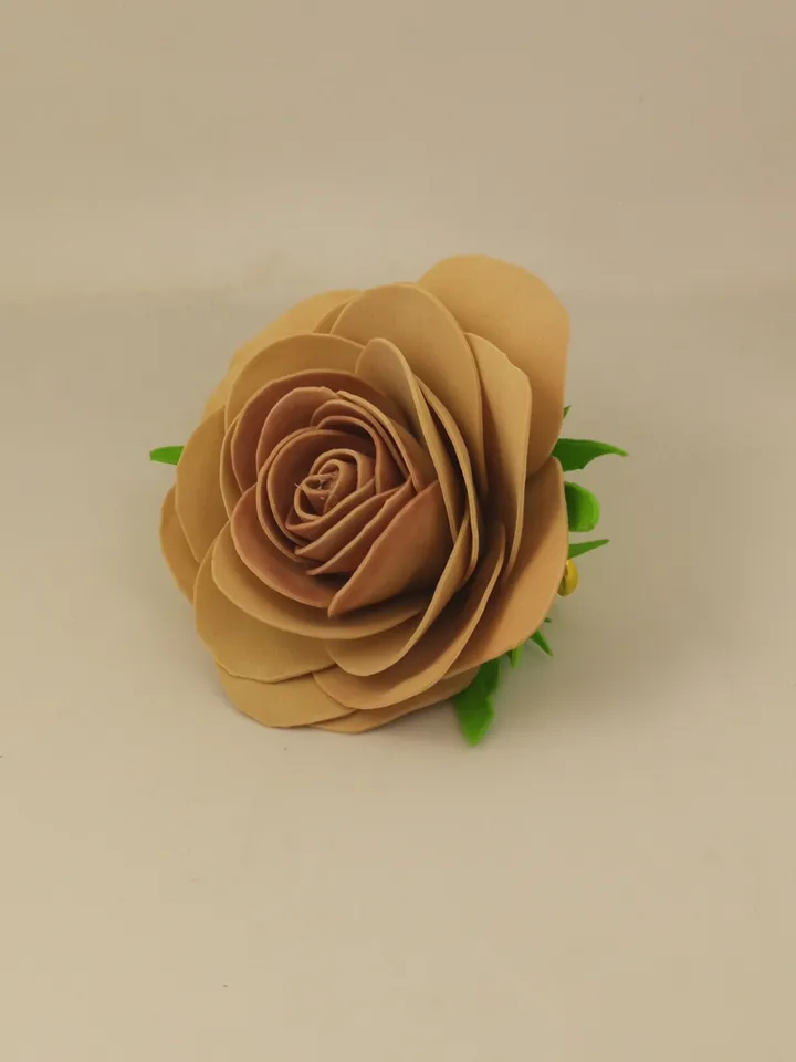 Handmade rose flower brooch on pin/ beige brooch made foam Eva/original womens accessories/gift for her/jewellery byhahd