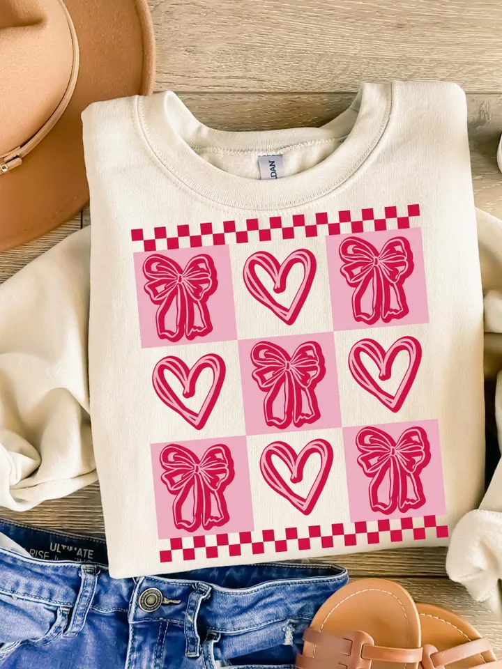 Valentine's day Heart Coquette bow PNG Retro Valentine Shirt Design Checker Valentine's Day Png Valentine Love Png Happy VDay Png ORIGINAL
