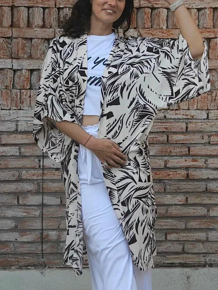 Print  Bikini Cover Summer Beach Kimono | Resort Wear Women | Summer Cover Vacation Classy Robe |  Beach Kimono Viscose