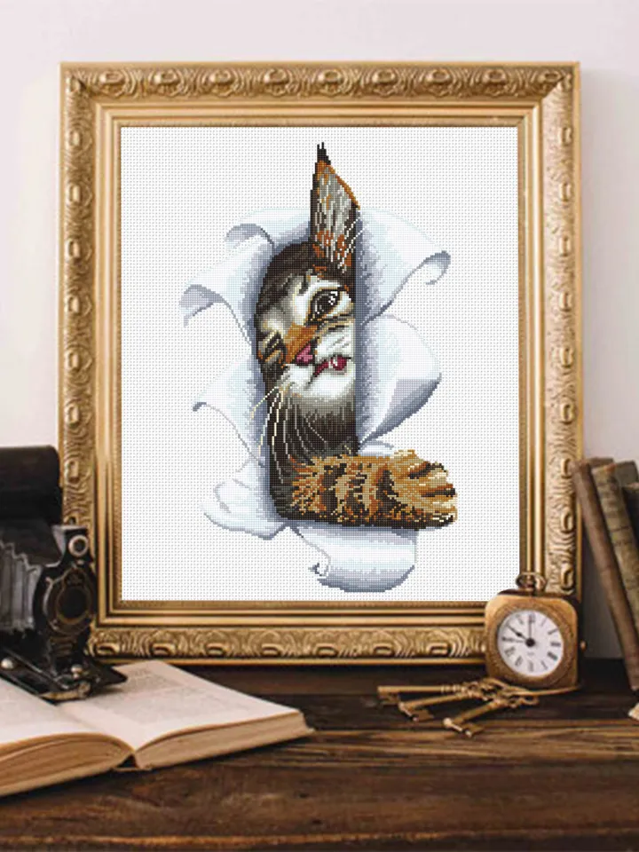 Funny cat cross stitch pattern download PDF Animal cross stitch chart, Cute kitten embroidery PDF, Easy cross stitch Gift for cat lover #K10
