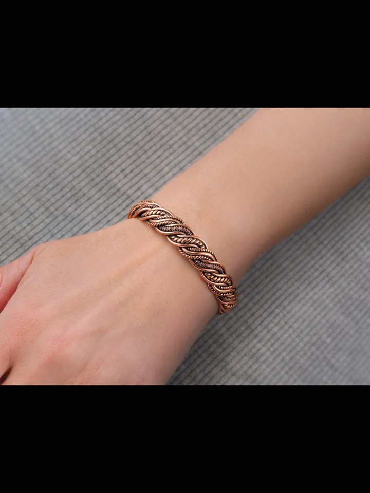 Wire wrapped copper bracelet Antique style copper jewelry WireWrapArt