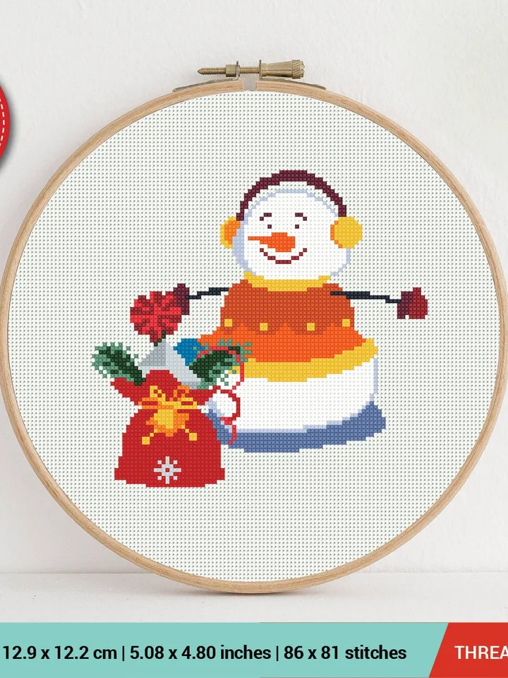 Bundle of 3 Funny Snowman 2022 New Year Cross stitch pattern | Embroidery Pattern | Instant Download | Embroidery Designs
