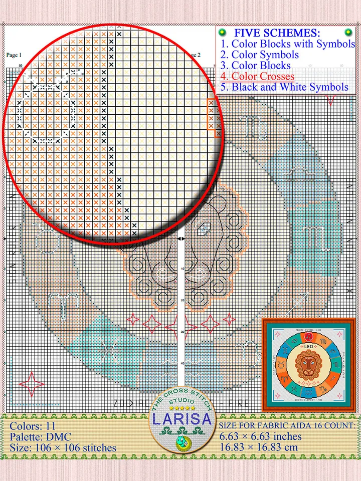 Leo Cross Stitch Pattern | Leo Zodiac Sign