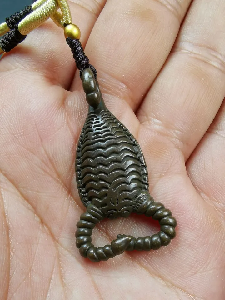 Gandhanra Handmade Tibetan Amulet,Scorpion Guru of Padmasambhava, Buddhist Scorpion Totem Pendant, Made of Thokcha,1.7"