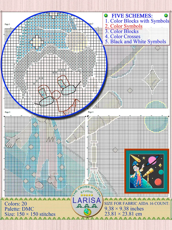 Astronomer Cross Stitch Pattern | Stargazer | Astrologer Chart