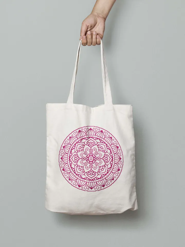Monochrome mandala cross stitch pattern download PDF Easy mandala pattern digital PDF Circle cross stitch Floral ornament cross stitch #M72