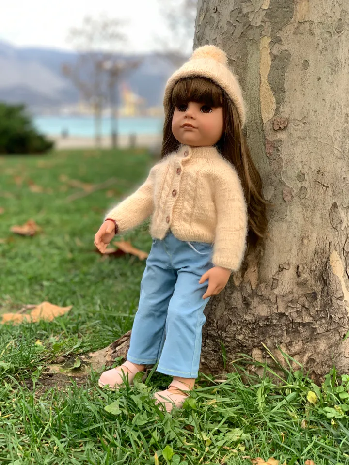 Braided Cardigan and Hat Set KNIT PATTERN for Gotz and American Girl Dolls / 18-inch doll clothes pattern PDF english text