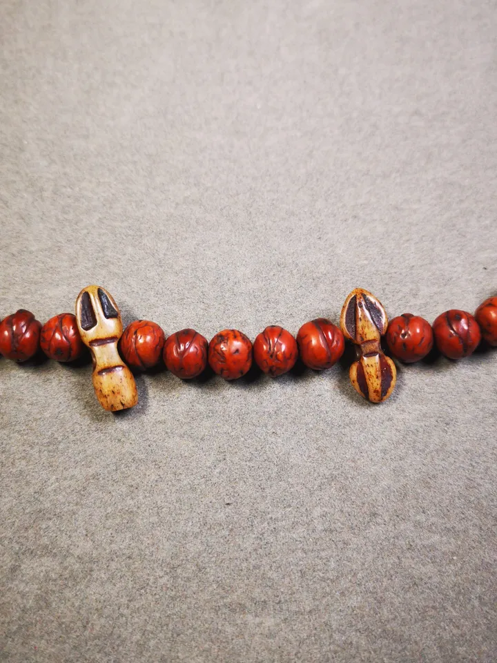 Gandhanra Hand Carved Tibetan Yak Bone Amulet, Vajra and Kila(Dorje Phurba) Pendant for Mala,Prayer Beads
