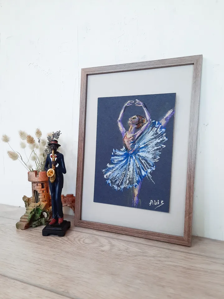 Ballerina painting Oil pastel painting Dancer painting