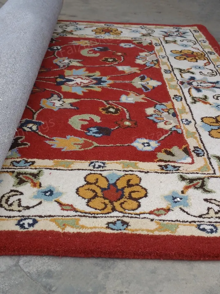 Buy 8x10 Red Abushan Floral Rug Hand Tufted Area Rug Handmade 100% Wool Carving Rugs for Home Living Dining Bedroom Office 8x10 9x12 12x15