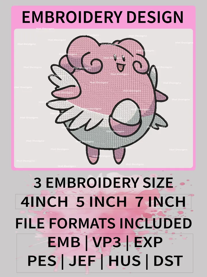 Pokemon Blissey Embroidery Design, Pokemon Dmbroidery, Anime Design, Embroidery file, Digital download