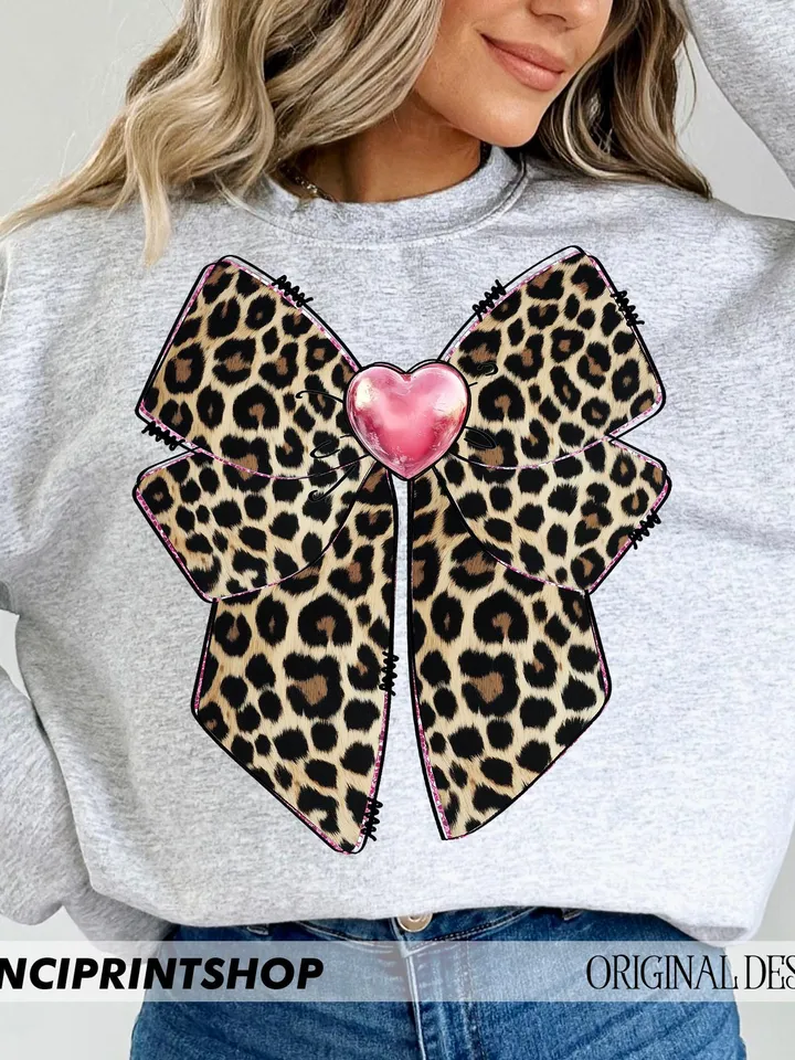 Coquette leopard valentines bow png, Valentines Day Bow png, Valentines png, Leopard Bow png, Xoxo png, Coquette Valentines png, Heart png