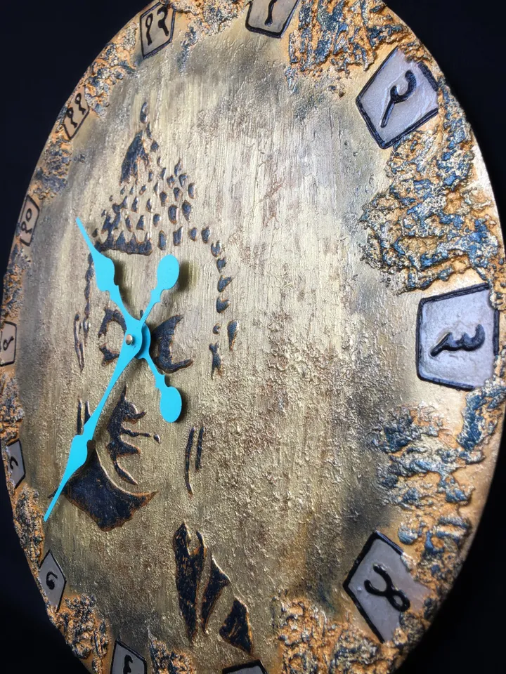 Large glows in the dark Buddha face wall clock for living room, bedroom, kitchen. Ethnic eclectic wall clock