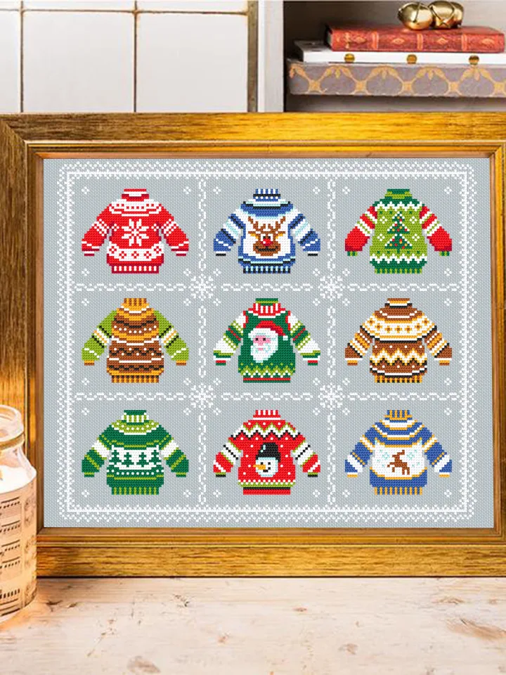 Ugly Christmas sweater cross stitch pattern download PDF Christmas ornament cross stitch chart, Small cute sweater, Holiday pattern PDF #N91