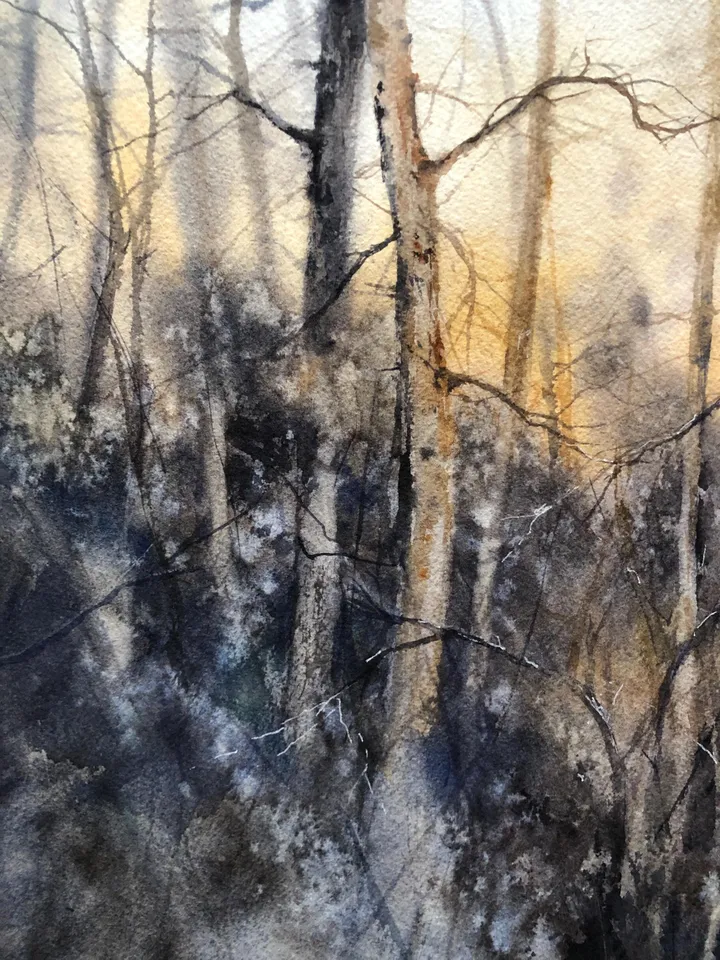 Forest Original Painting Sunset Watercolor Painting Landscape