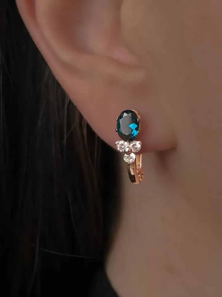 Earrings Silver gold plated 925 assay value with London topaz
