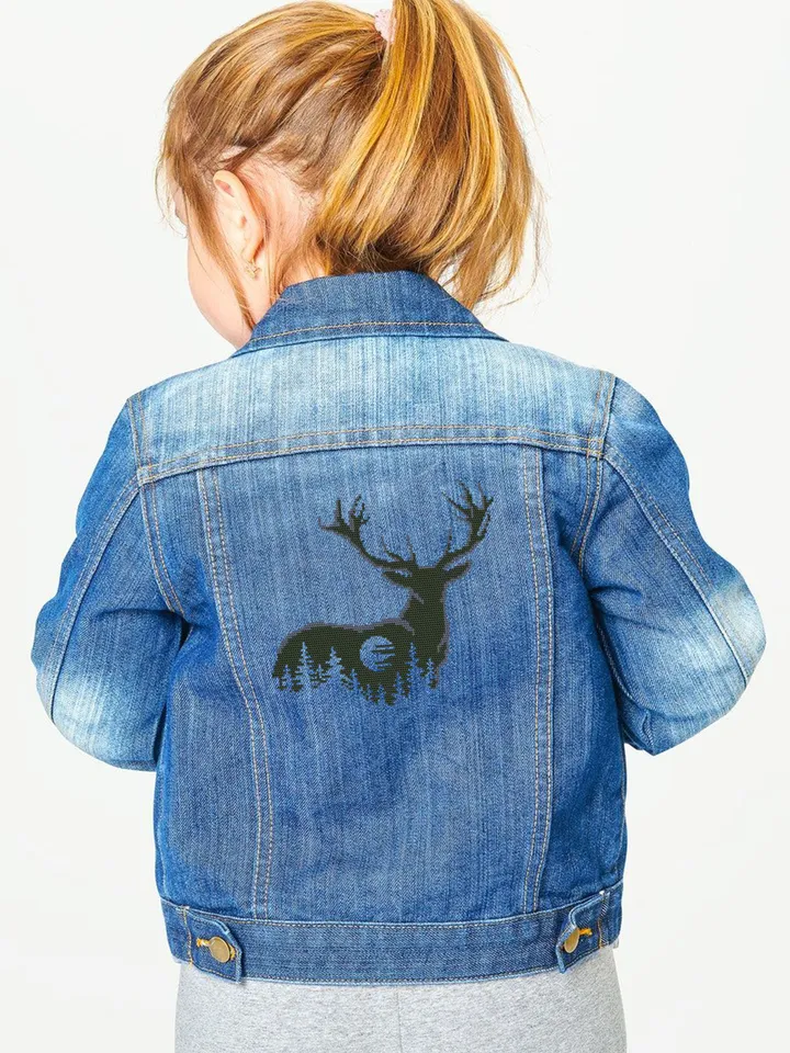 Deer silhouette cross stitch pattern download PDF Nature cross stitch chart, Deer hand embroidery PDF, Easy stitch beginner, Home decor #L52