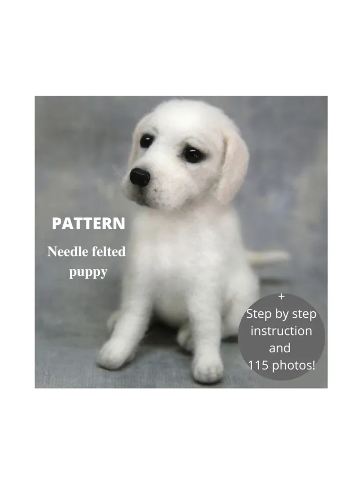 Puppy Plush Dog Pattern Needle Felting Animals Tutorial Needle felted realistic Dog Felt Toy Soft Pet Sculpture Golden Retriever Puppies
