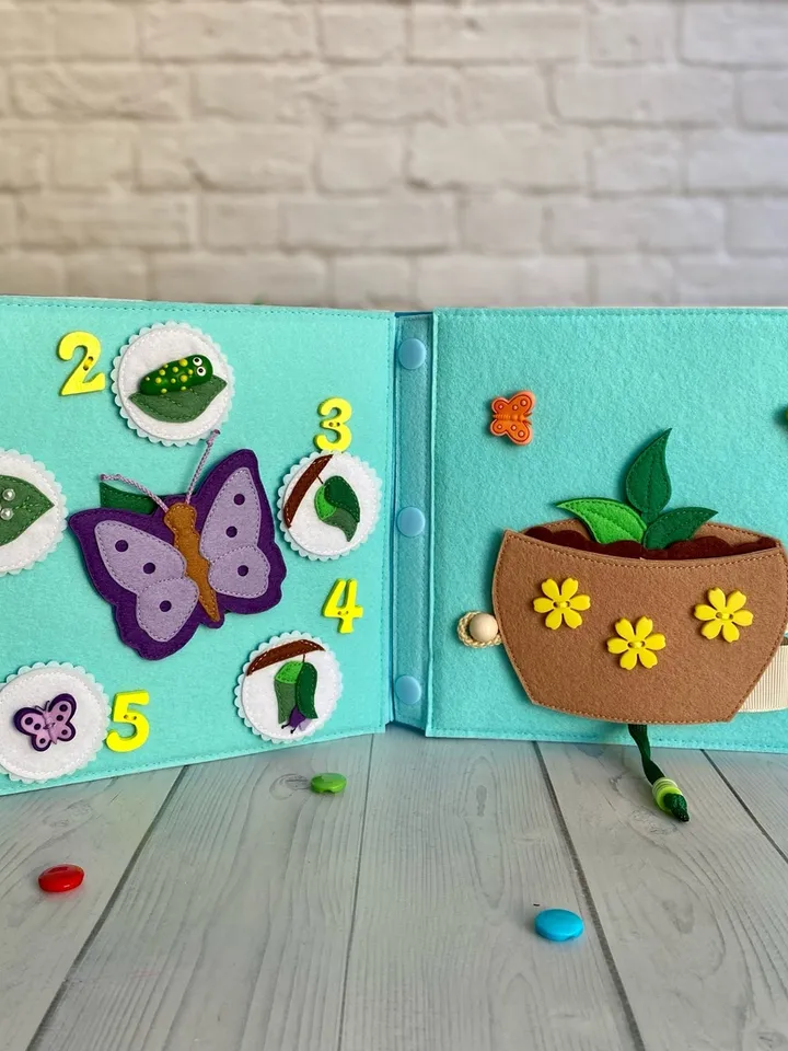 Quiet Book and Montessori toy for baby. A scientific book for children from 1 to 3 years old. Educational book