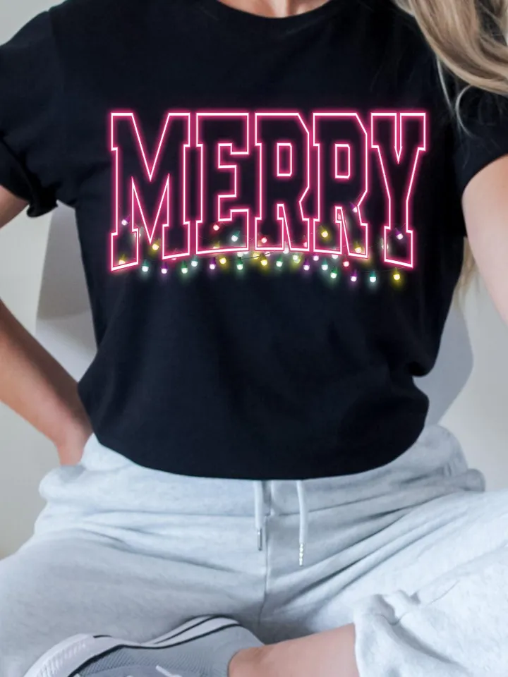 Merry Christmas embroidery Png, Merry Varsity, Neon Stars Sublimation Christmas Shirt Design, Digital Download | Neon Christmas png