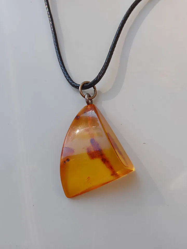 Natural Amber Amulet Pendant Necklace Yellow Gemstone Jewelry Gift for women men