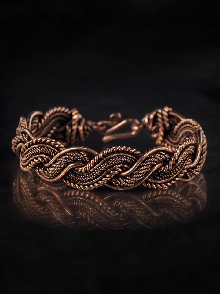 Copper wire wrapped bracelet for woman 7th Anniversary gift Small size bracelet