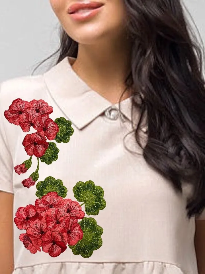 Geranium with 3D elements Floral pattern Flower machine embroidery design 3Dfloral motif 3Dflowers digital embroidery pattern clothing decor