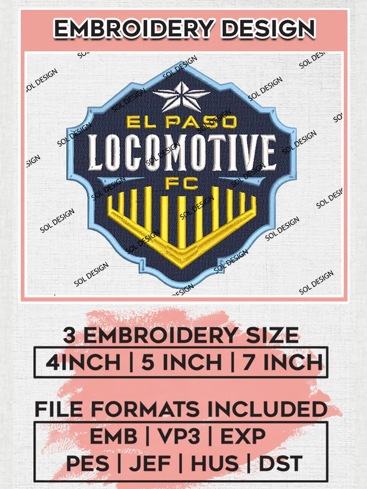 USLC El Paso Locomotive Logo Embroidery Designs, USLC El Paso Locomotive Embroidery Design, USLC Embroidery Design Files, USLC Logo, 3 sizes, Machine embroidery Files, Digital Download