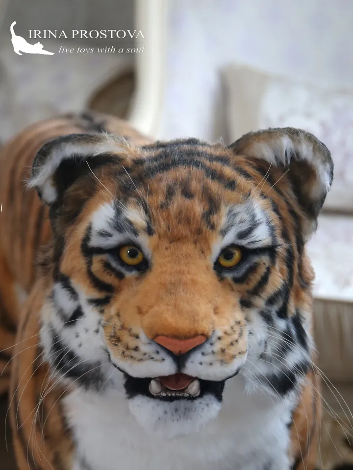Tiger realistic plush animals. Ooak toy. Big tiger stuffed toy
